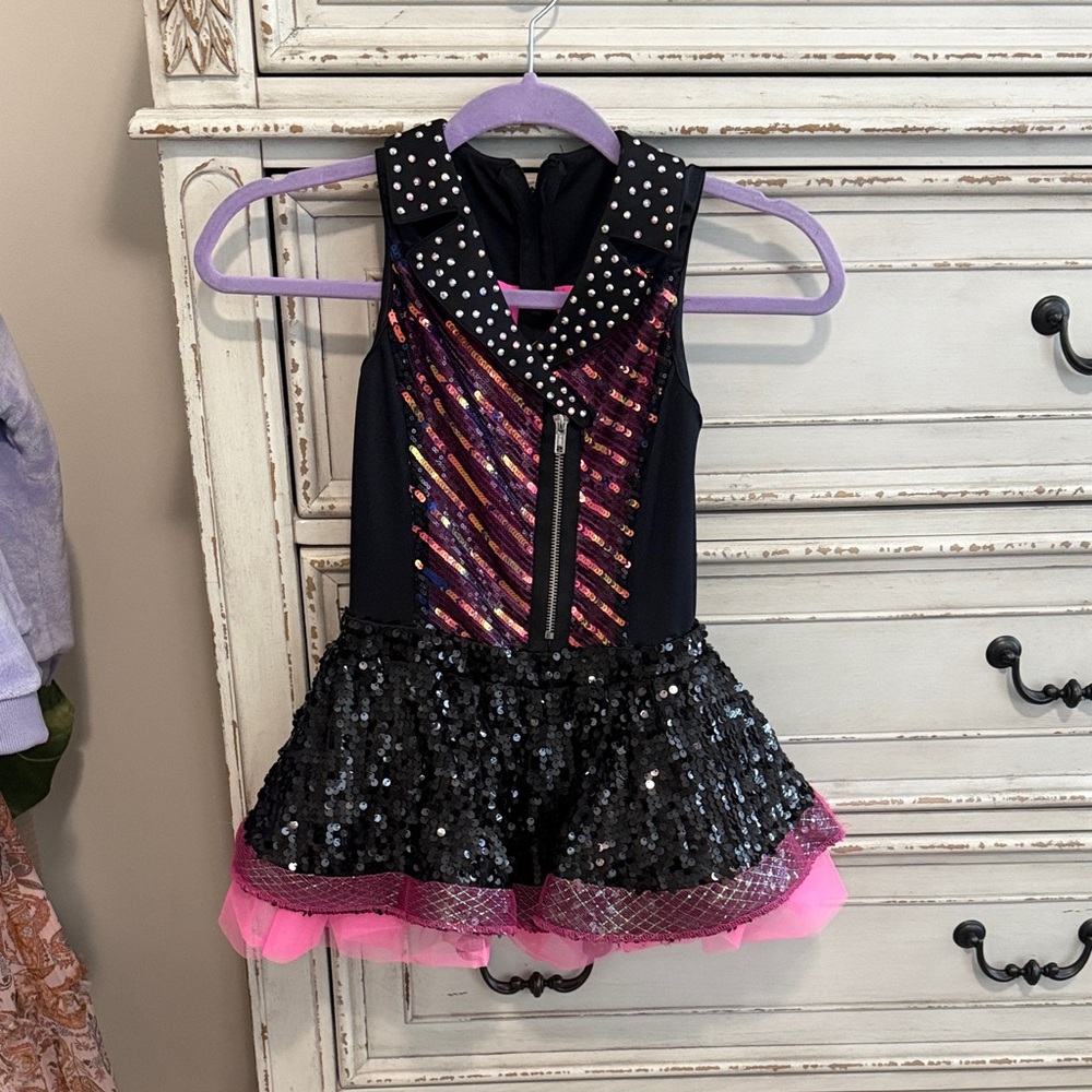 Weissman Black and Pink Sequin Dance Costume